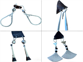 Earrings Tuareg silver and bronze and ox horn