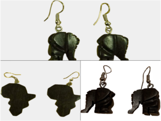 Earrings ebony and bronze and coconut shell