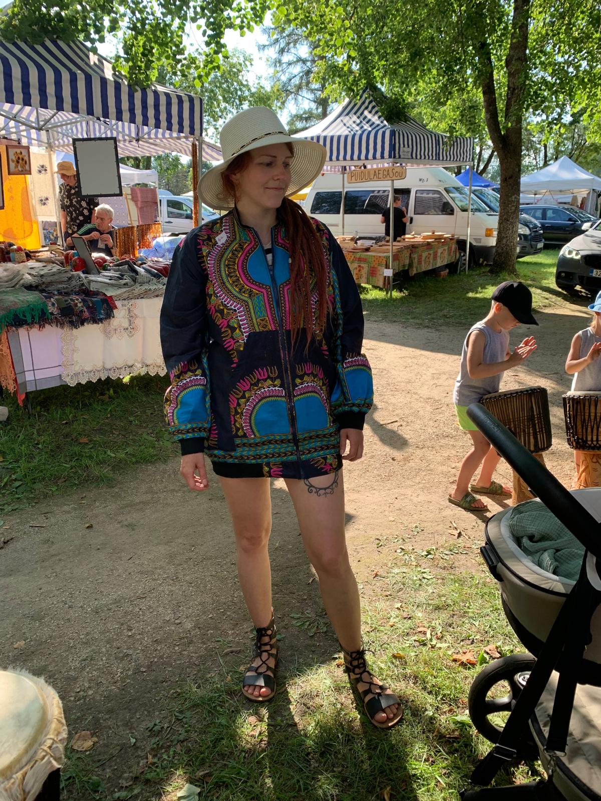 Customer in a TogoSunny dashiki jacket