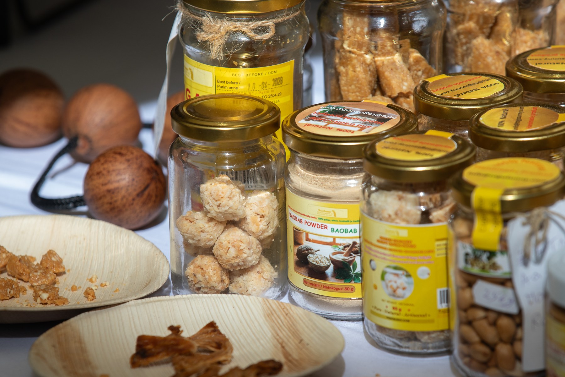 Jars of baobab powder and other TogoSunny food products