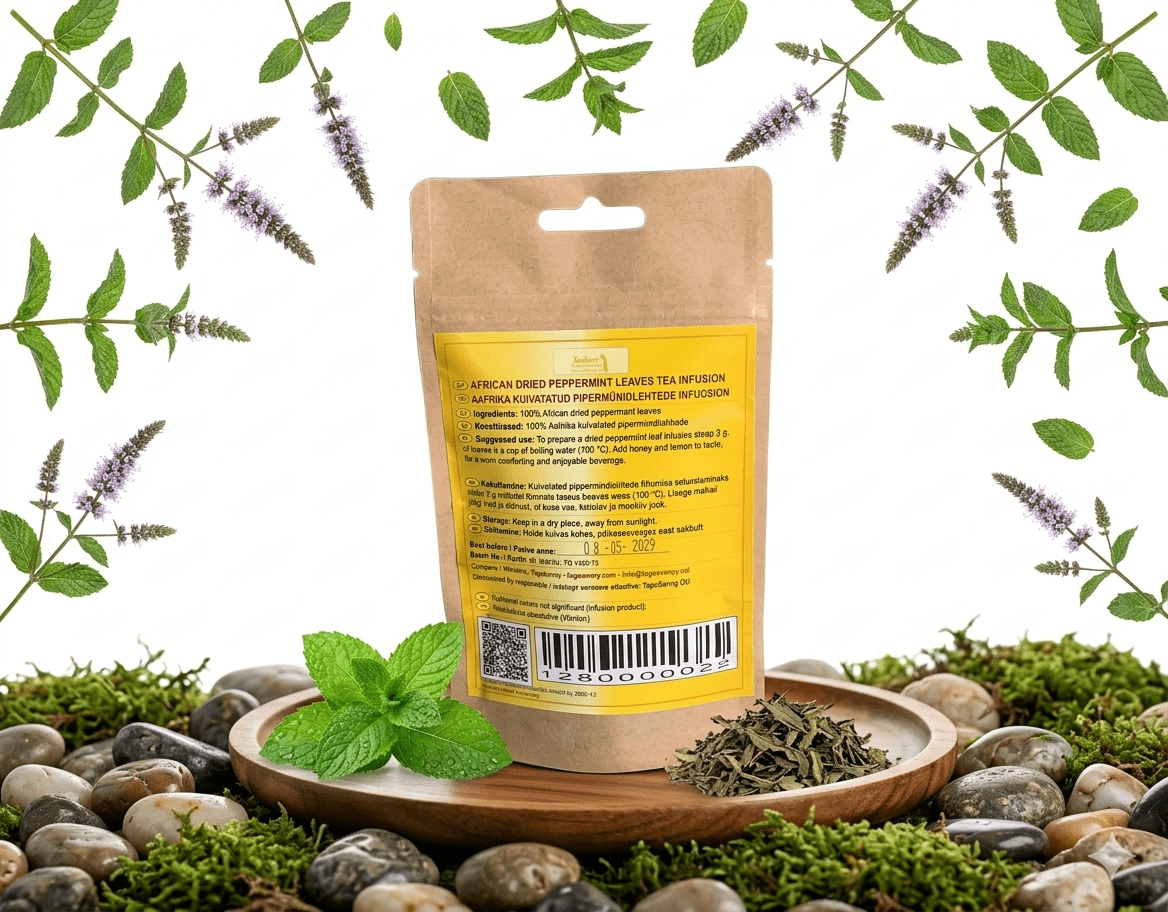 Peppermint dried leaves tea infusion