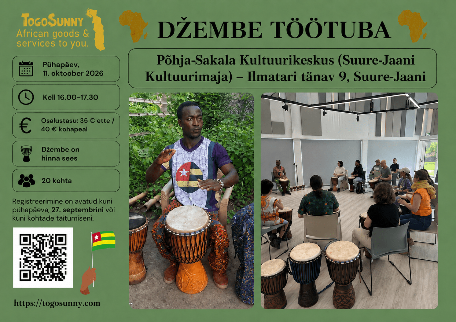 Djembe Workshop in Suure-Jaani, 11 October 2026