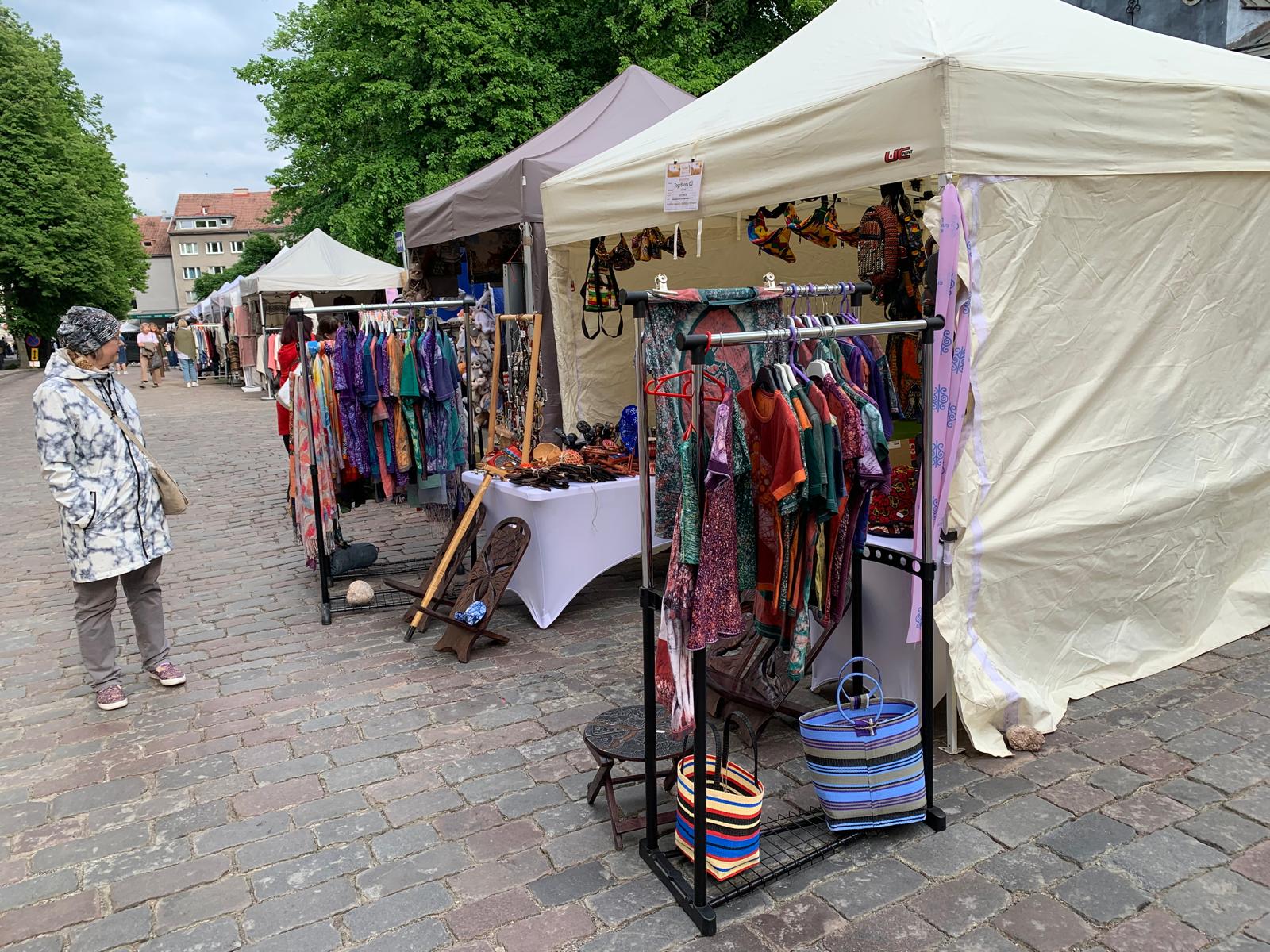 TogoSunny stall with clothing rack and hanging bags